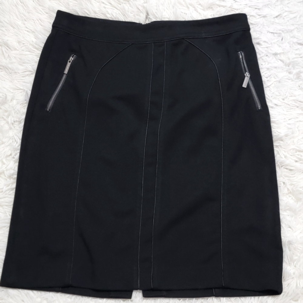 🔴Adrienne Vittadini 6 Black Zipper Skirt Classic professional